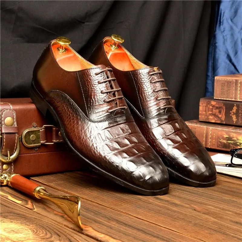 AlliLuxe Exotic Carved Leather Brogue Dress Shoes