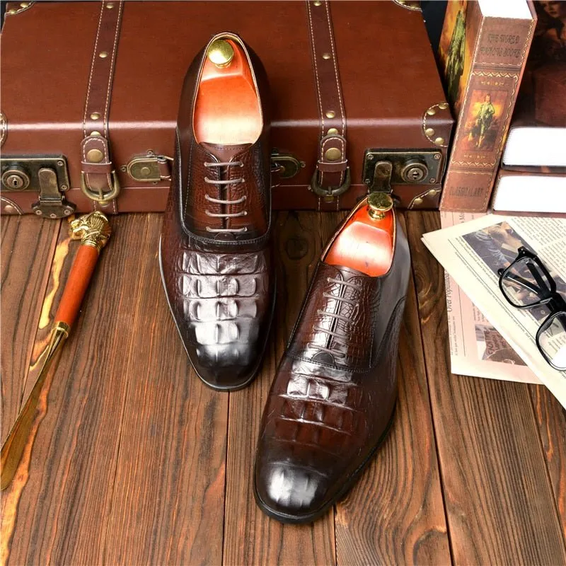 AlliLuxe Exotic Carved Leather Brogue Dress Shoes