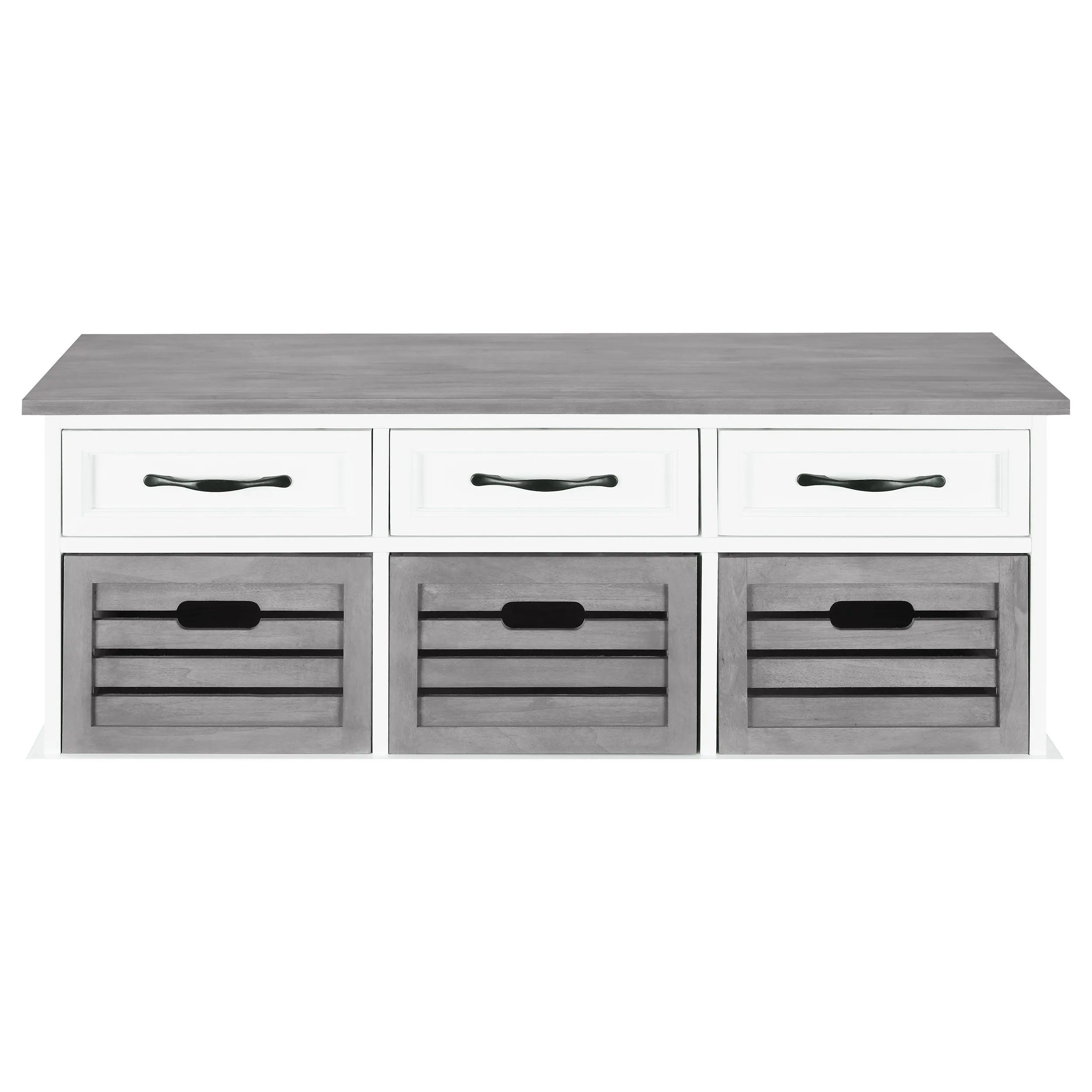 Alma 3-drawer Storage Bench White and Weathered Grey