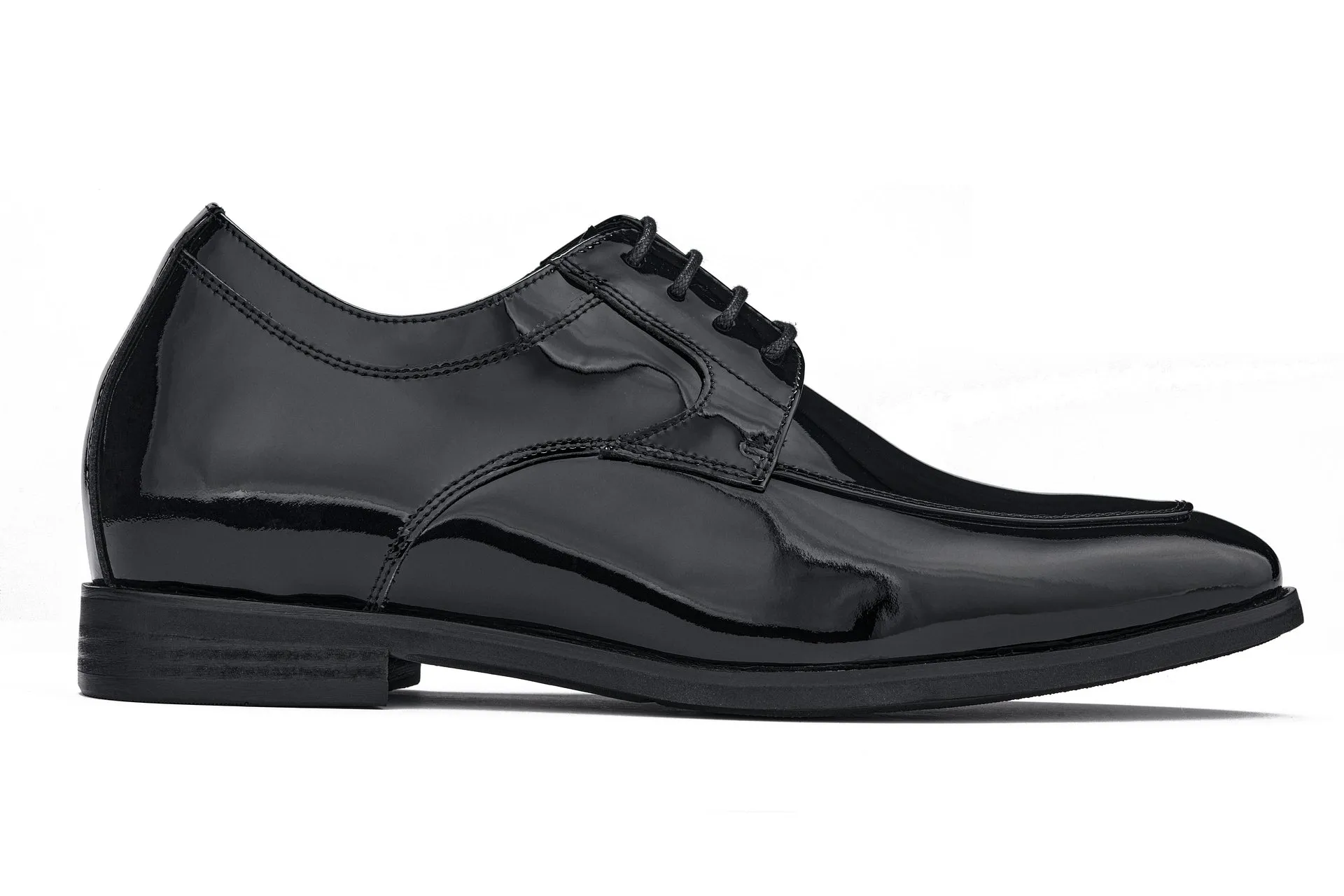 CALTO - K2710 - 2.8 Inches Taller (Jet Black) - Patent Leather Dress Derbies