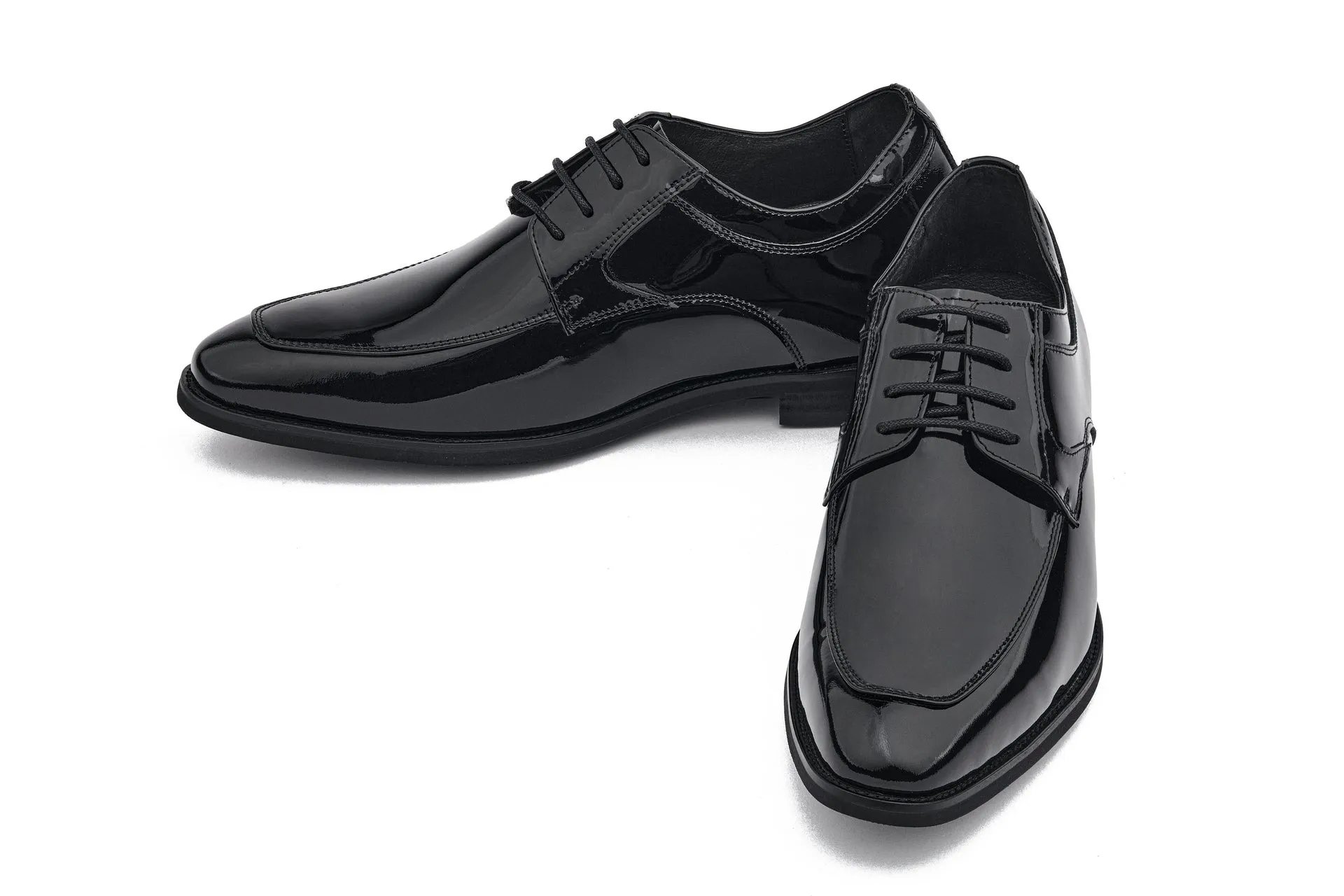 CALTO - K2710 - 2.8 Inches Taller (Jet Black) - Patent Leather Dress Derbies