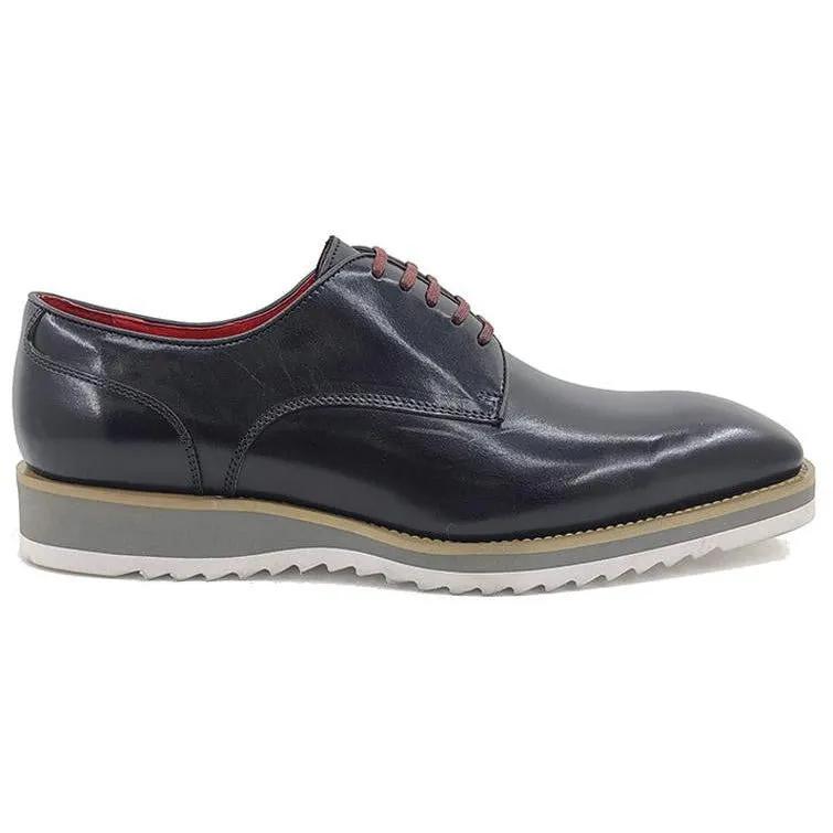 Carrucci Black Leather Lace-Up Derby Sneaker