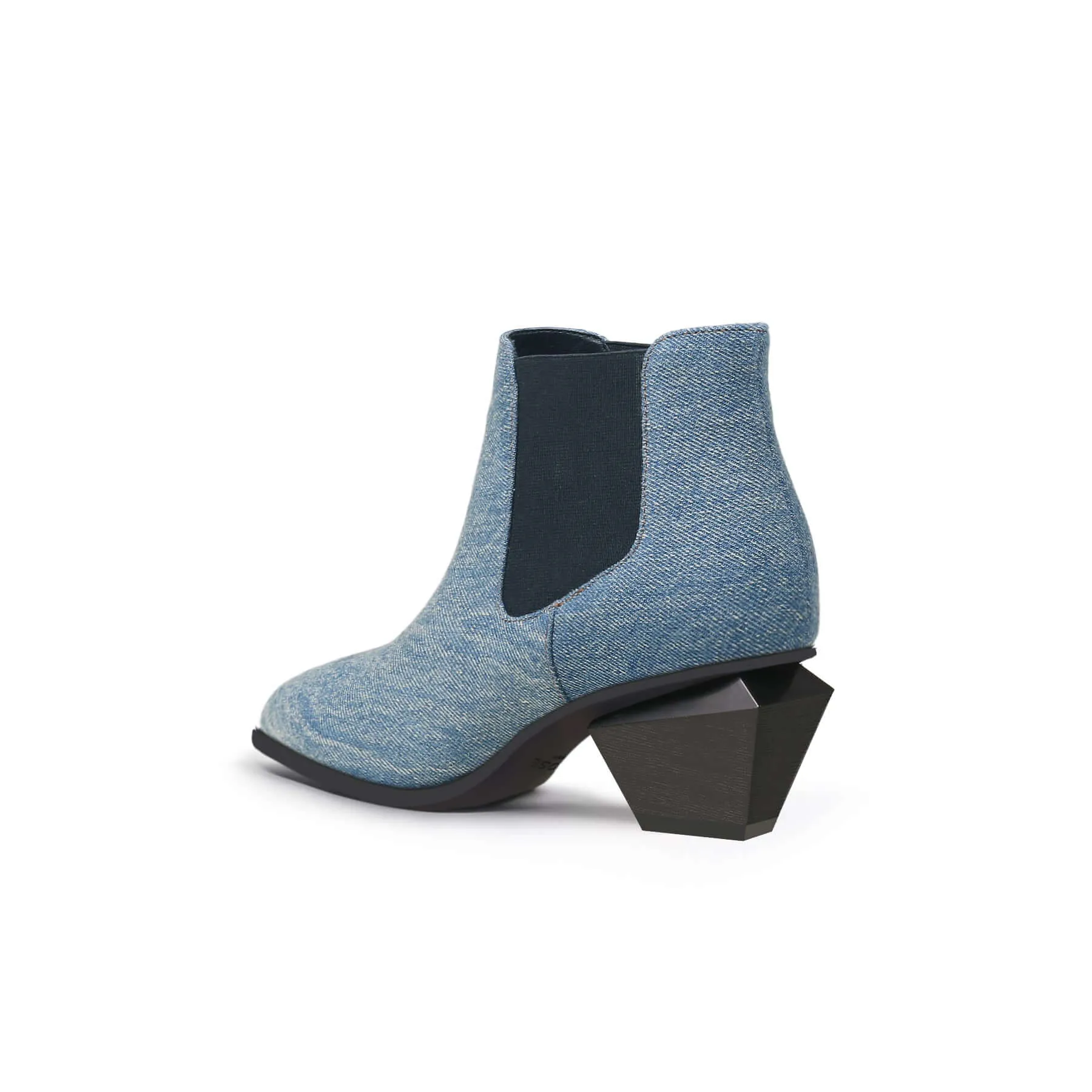 Classic Denim Blue Block Heel Ankle Boots