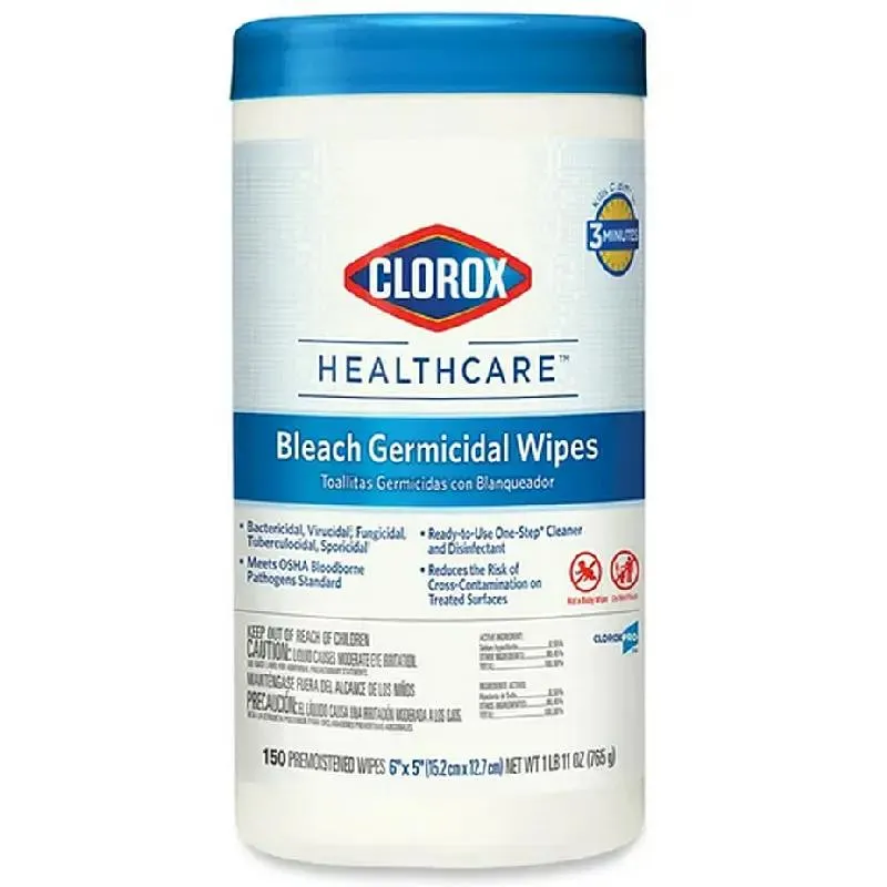 Clorox Bleach Germicidal Wipes 6"x 5" Hospital-Grade Disinfectant (150 Count)