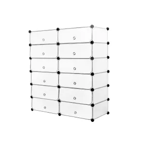 DIY Multi-functional PP Shoe Rack, 12 Cubes, Black / White Color