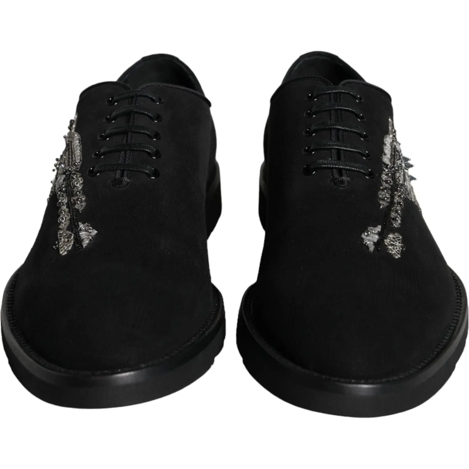 Dolce & Gabbana Black Suede Sicilia Lace Up Formal Shoes