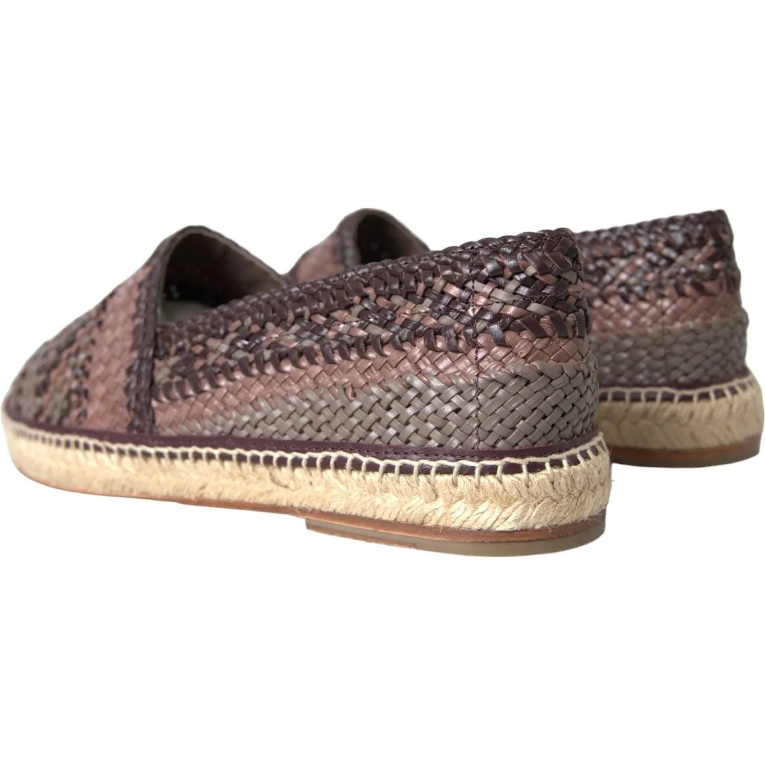 Dolce & Gabbana Brown Buffalo Leather Espadrille Flats Shoes