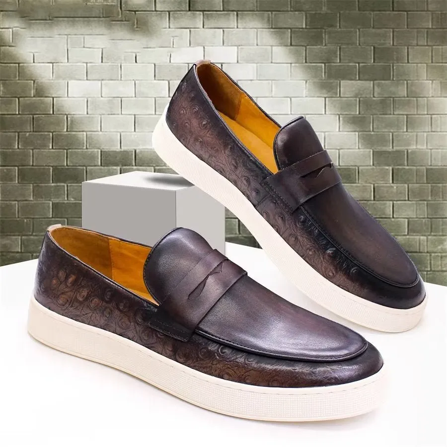 Exotic Leather Chic Slip-on Shoes