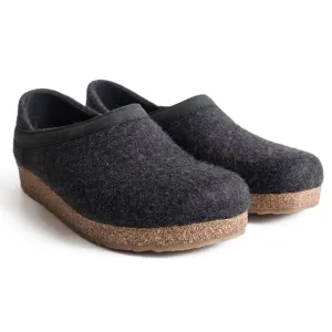 Haflinger GZ H Backed Wool Clog - Charcoal