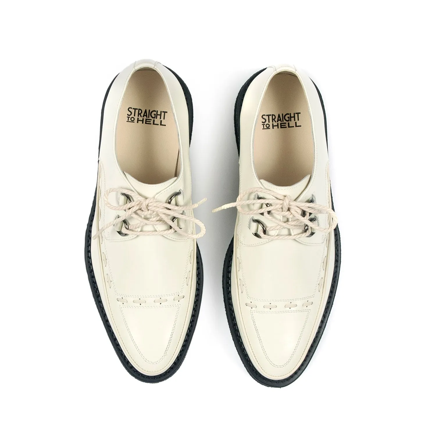 Hawkins - Cream Leather Creepers