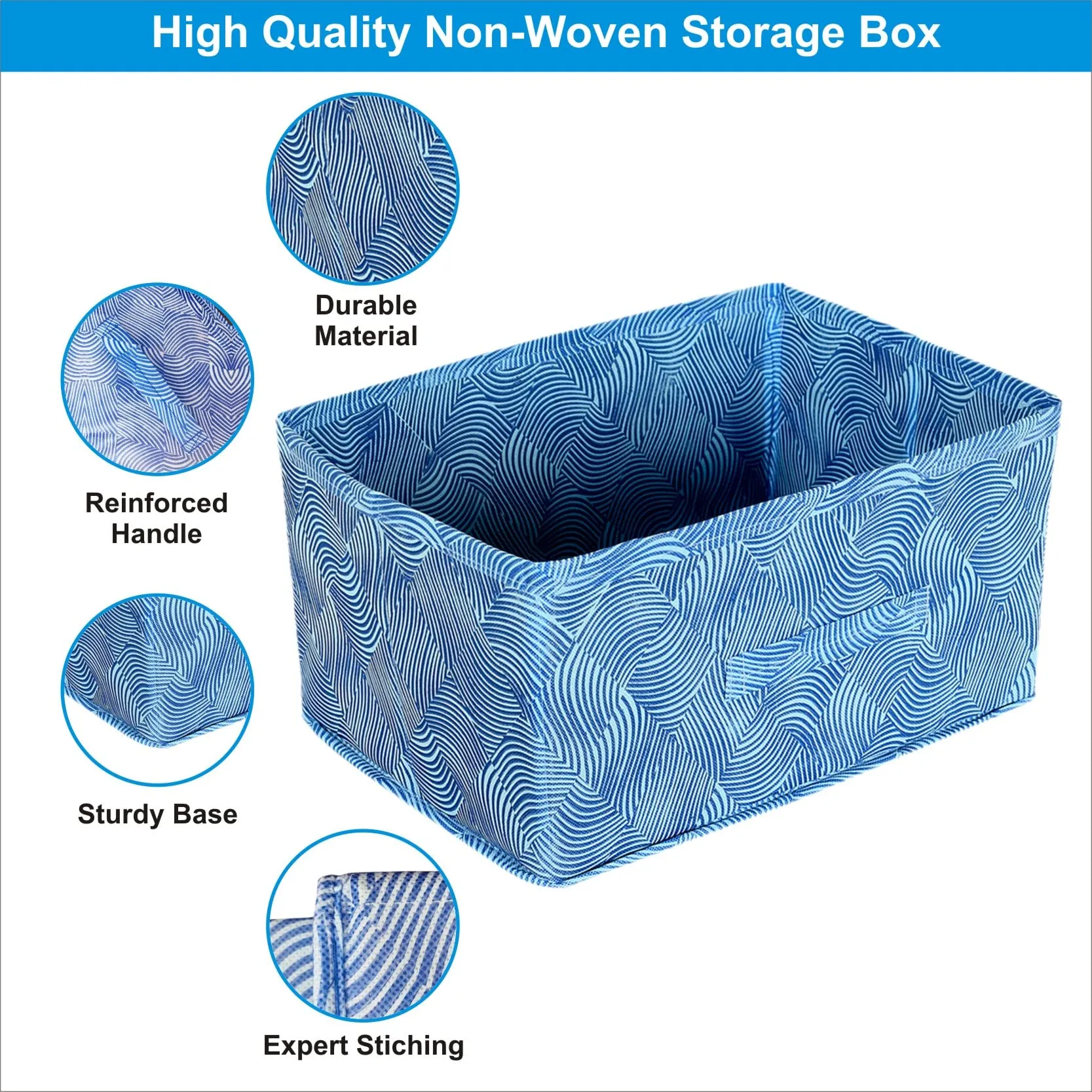 Homestic Pack of 4 Foldable Storage Box|Drawer Wardrobe Organizer for Clothes| Closet Organizer for clothes, Toys, Books|Sturdy built with Reinforced Handle|Basket Bins Container|Blue & Red|