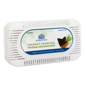 Homestrap (Pack of 1) Coconut Charcoal Fridge Deodorizer 60 Gram | Fresh, Natural Odor Absorber for Your Refrigerator (Fridge| Deodorizer)