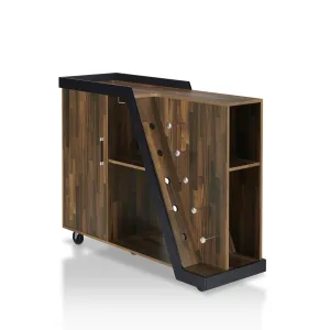 Howard Contemporary Light Hickory and Black Mobile 5-Bottle Home Bar