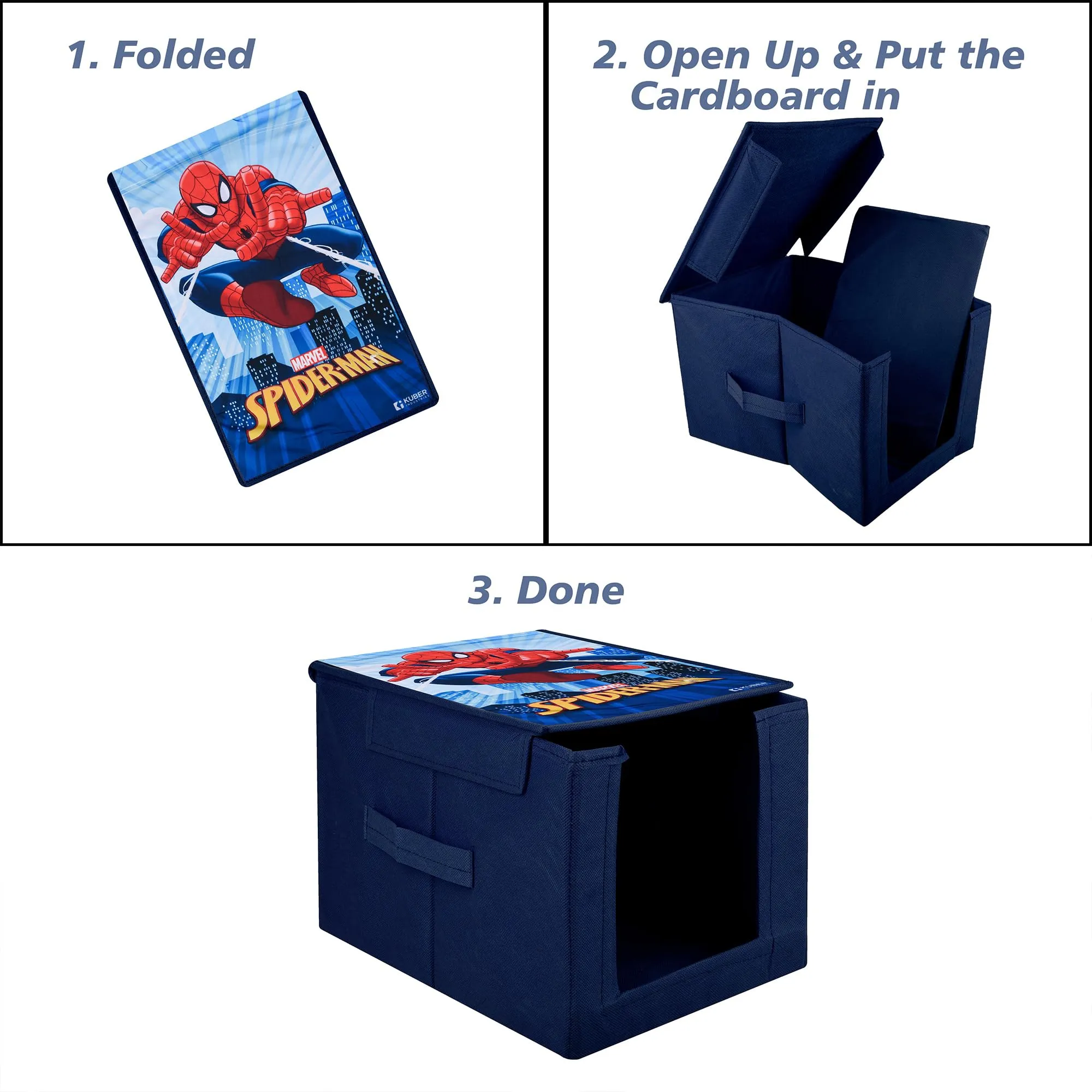 Kuber Industries Marvel Spider Man Wardrobe Organizer | Shirt Stacker Closet Organizer | Shirts and Clothing Organizer | Foldable Storage Boxes | Shelf Organizer | Shirt Stacker Bag | Navy Blue