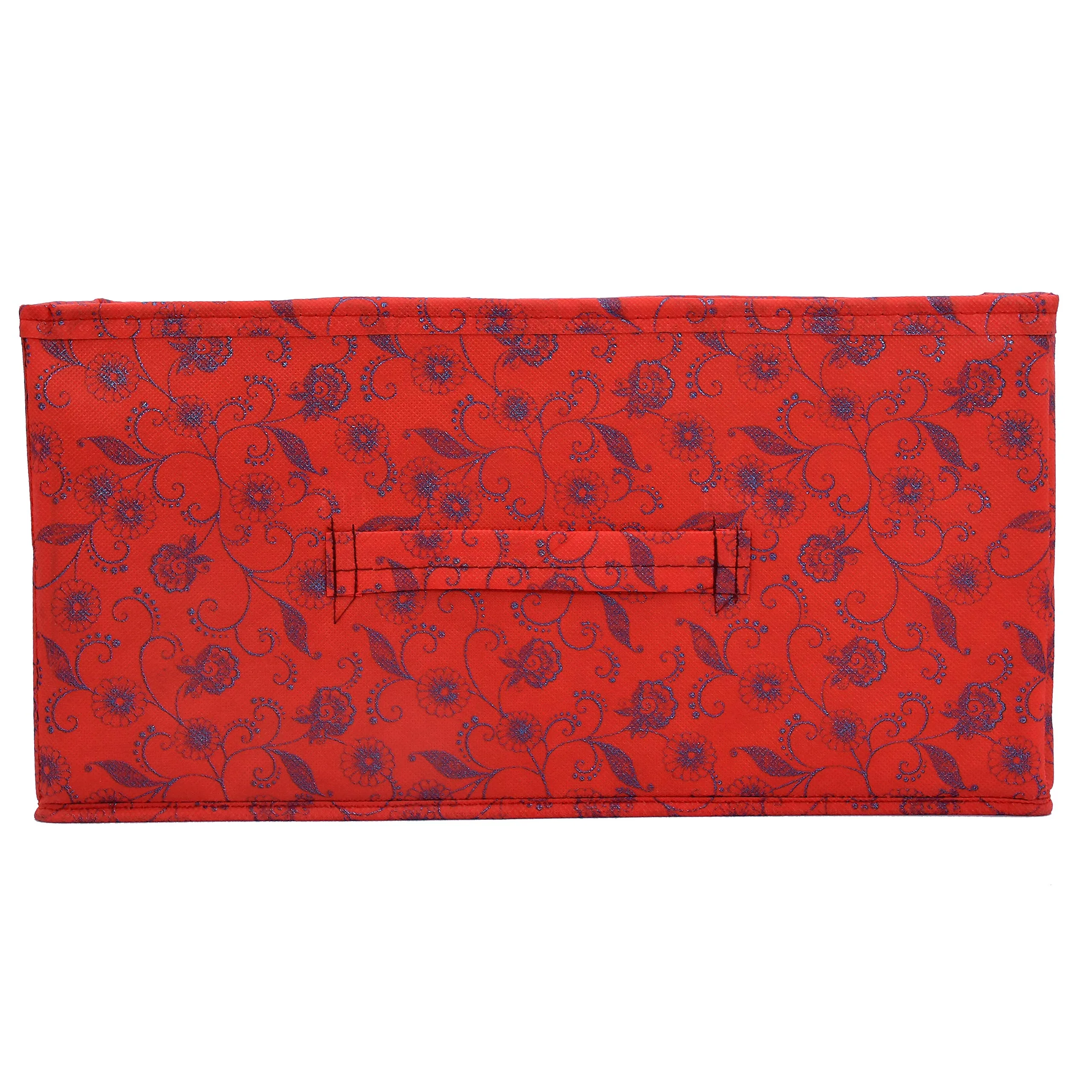 Kuber Industries Non Woven Fabric Standard Drawer Storage Cloth Organizer|Metallic Floral Print|Durable Handles|Size 42 X 29 X 22 Cm (Red)-Kubmart1180, Clothing