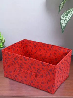 Kuber Industries Non Woven Fabric Standard Drawer Storage Cloth Organizer|Metallic Floral Print|Durable Handles|Size 42 X 29 X 22 Cm (Red)-Kubmart1180, Clothing