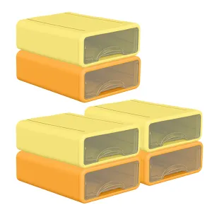 Kuber Industries (Set of 6) Stackable Stationary Organizers Drawer with Translucent for Home, Office & Makeup Suppliance | Desktop Storage Box Table Organiser, JSNH604L-1YO | Yellow & Orange