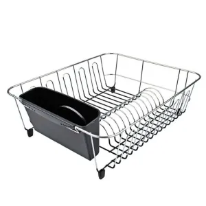 Large Chrome Plated Dish Rack Black