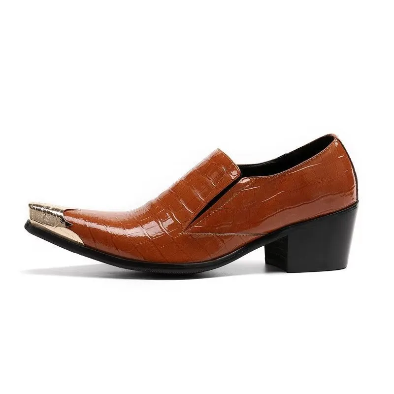 LuxeLeather CrocSlip Elegant Dress Shoes