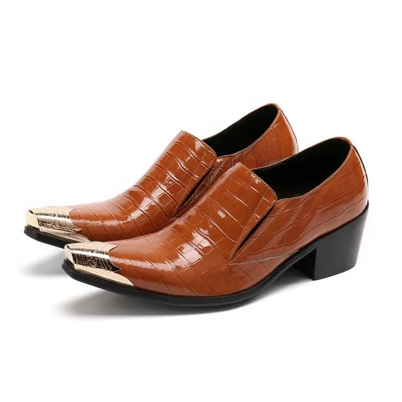 LuxeLeather CrocSlip Elegant Dress Shoes