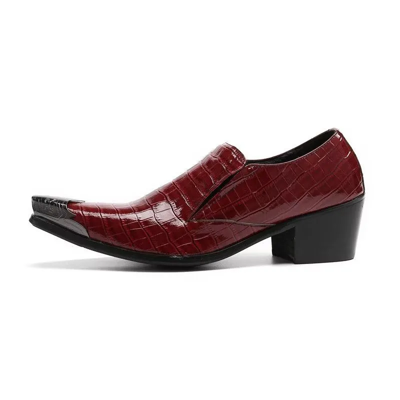 LuxeLeather CrocSlip Elegant Dress Shoes