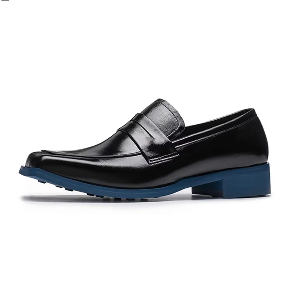 LuxeLeather Square Toe Slip-on Dress Shoes