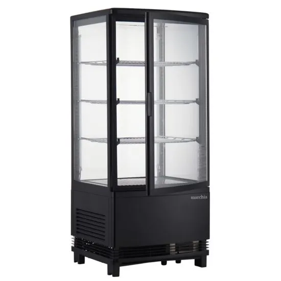 Marchia MDC78B Black Countertop Refrigerated Glass Display Case with LED Lighting