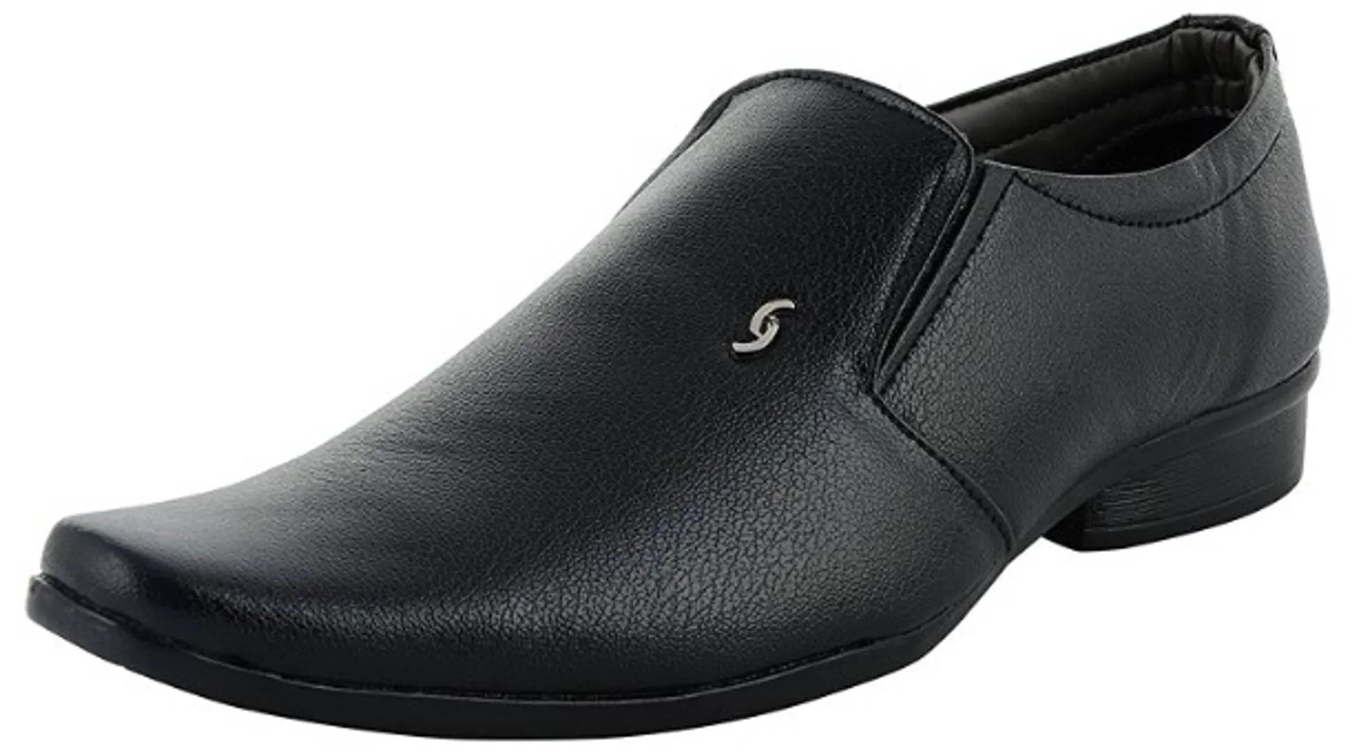 Mens Modern Black Solid Synthetic Leather Slip On Formal Shoes