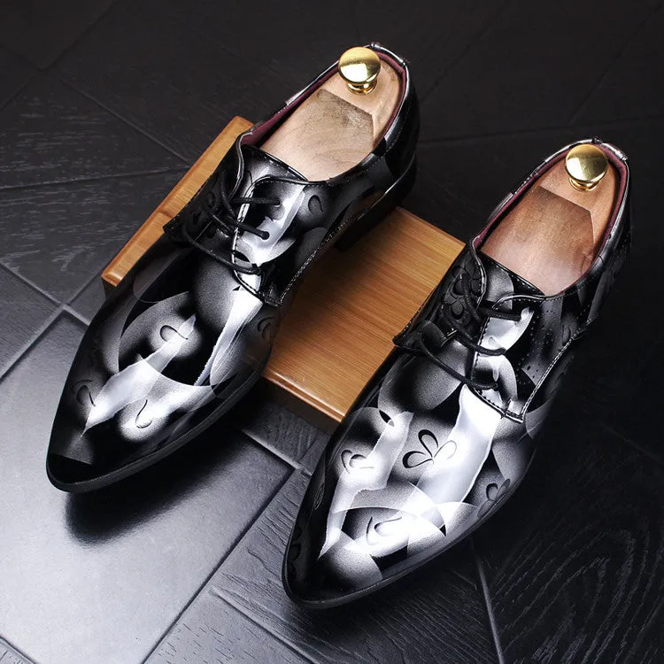 Men's Shoes Youth Pointed Toe Trendy Shoes Popular Leather Shoes