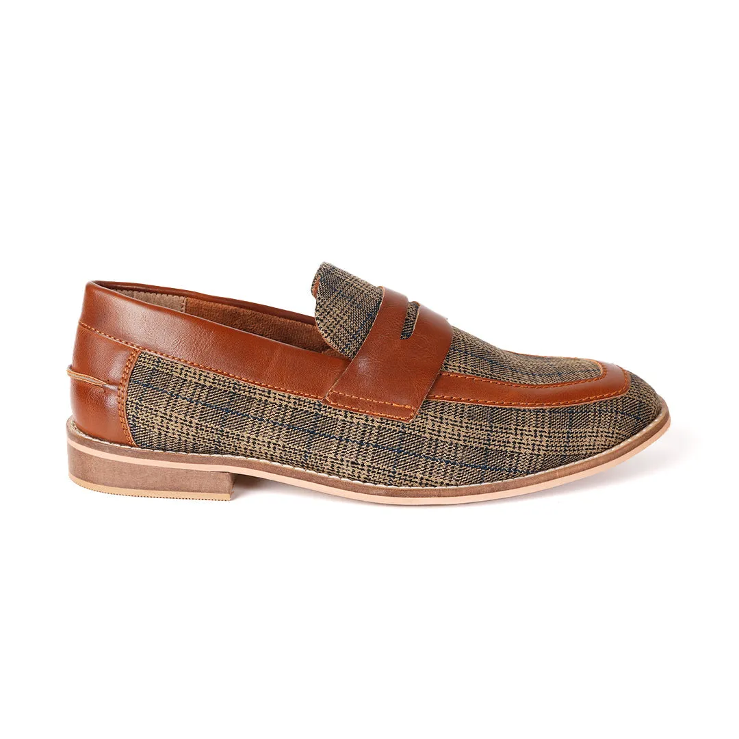 Monkstory Raro Plaid Fabric Slip-Ons - Brown