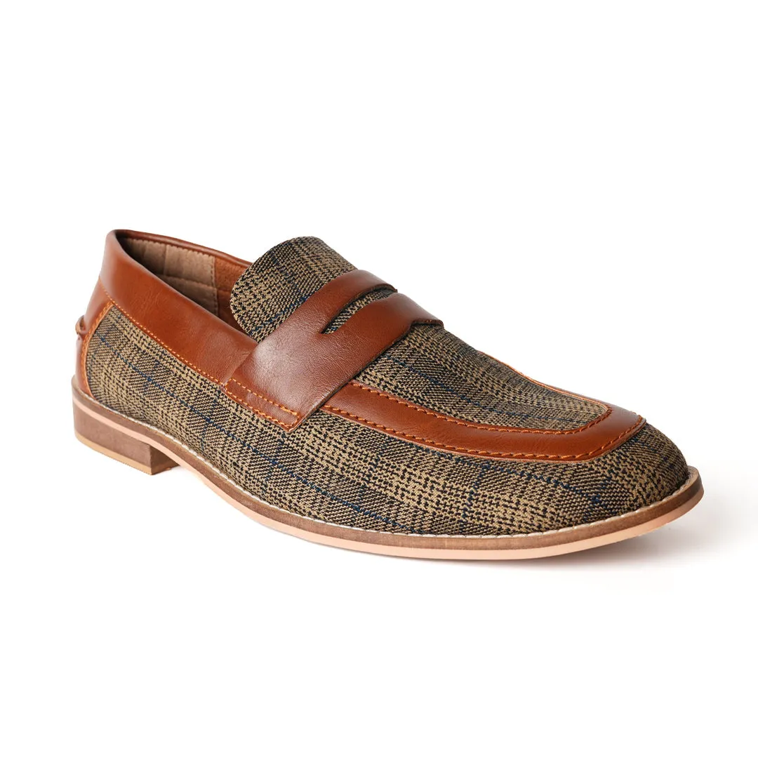 Monkstory Raro Plaid Fabric Slip-Ons - Brown