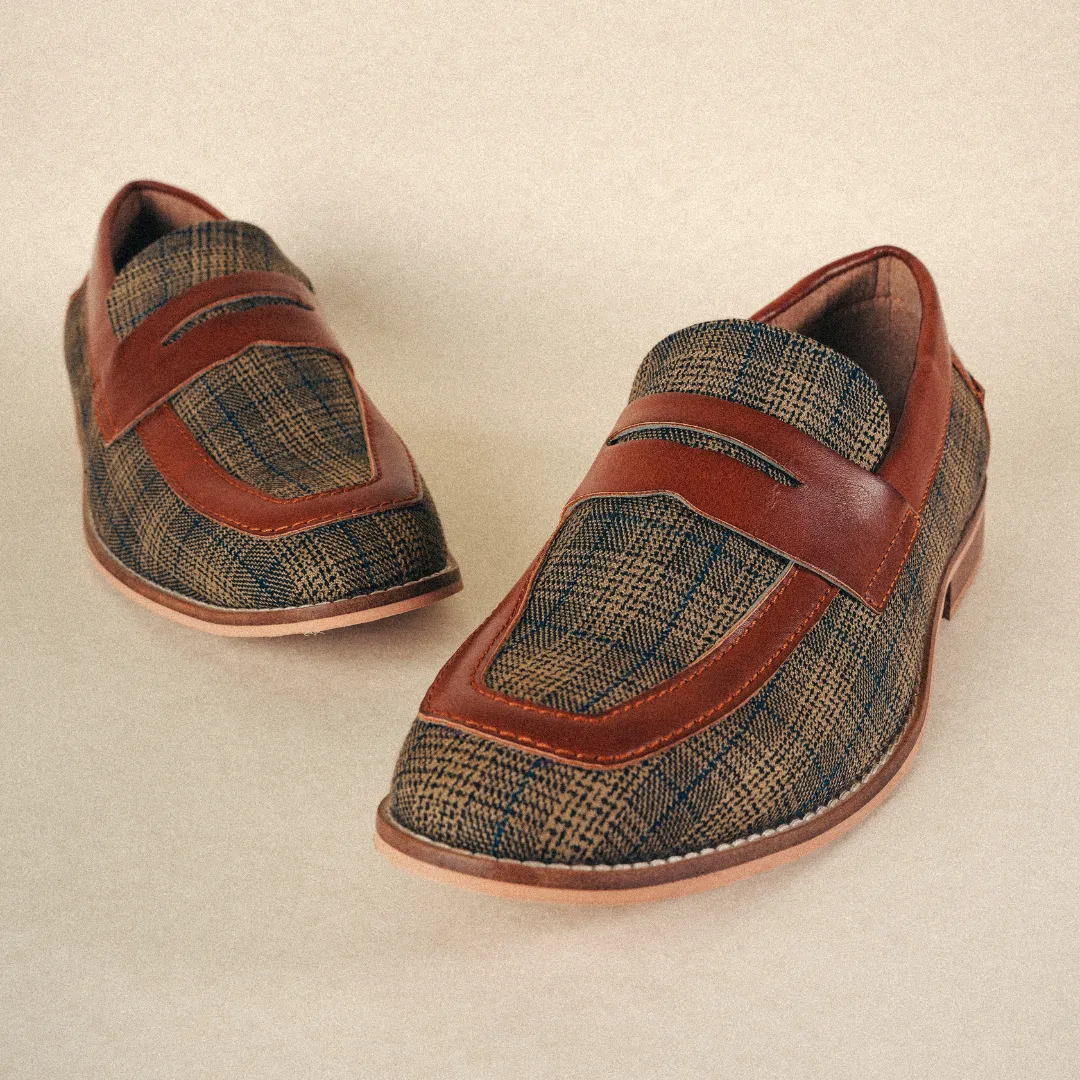 Monkstory Raro Plaid Fabric Slip-Ons - Brown