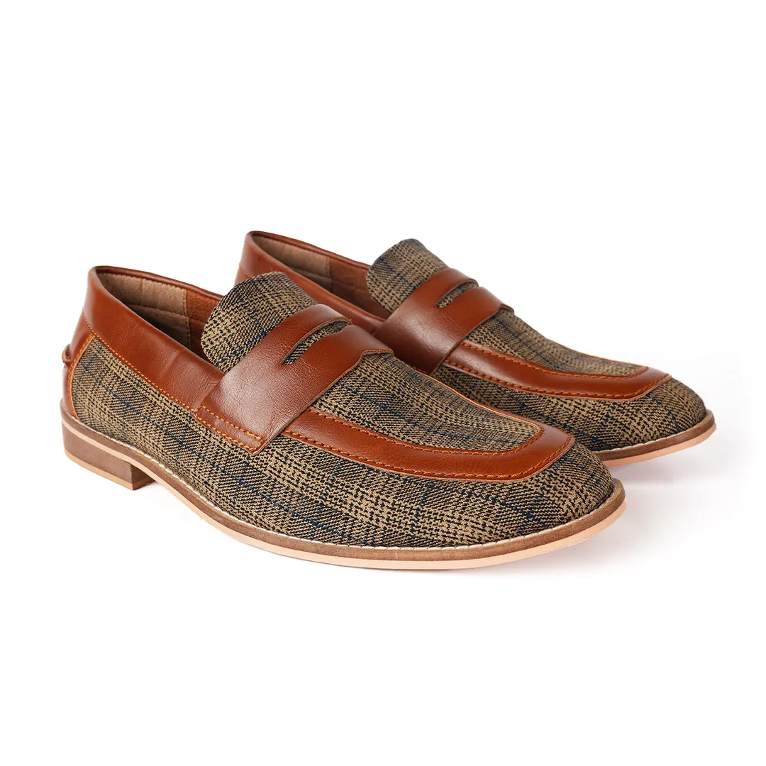 Monkstory Raro Plaid Fabric Slip-Ons - Brown