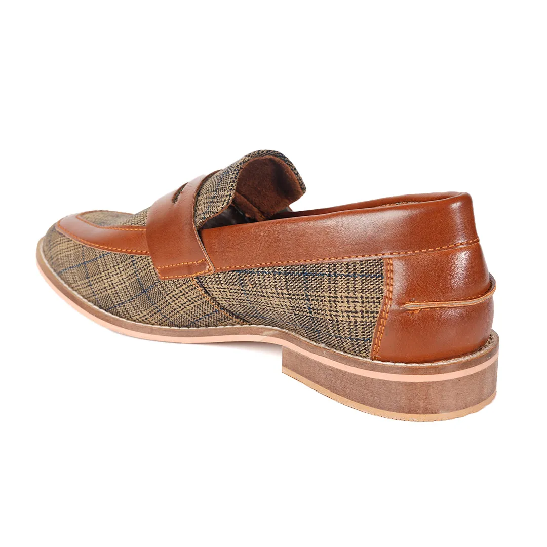 Monkstory Raro Plaid Fabric Slip-Ons - Brown