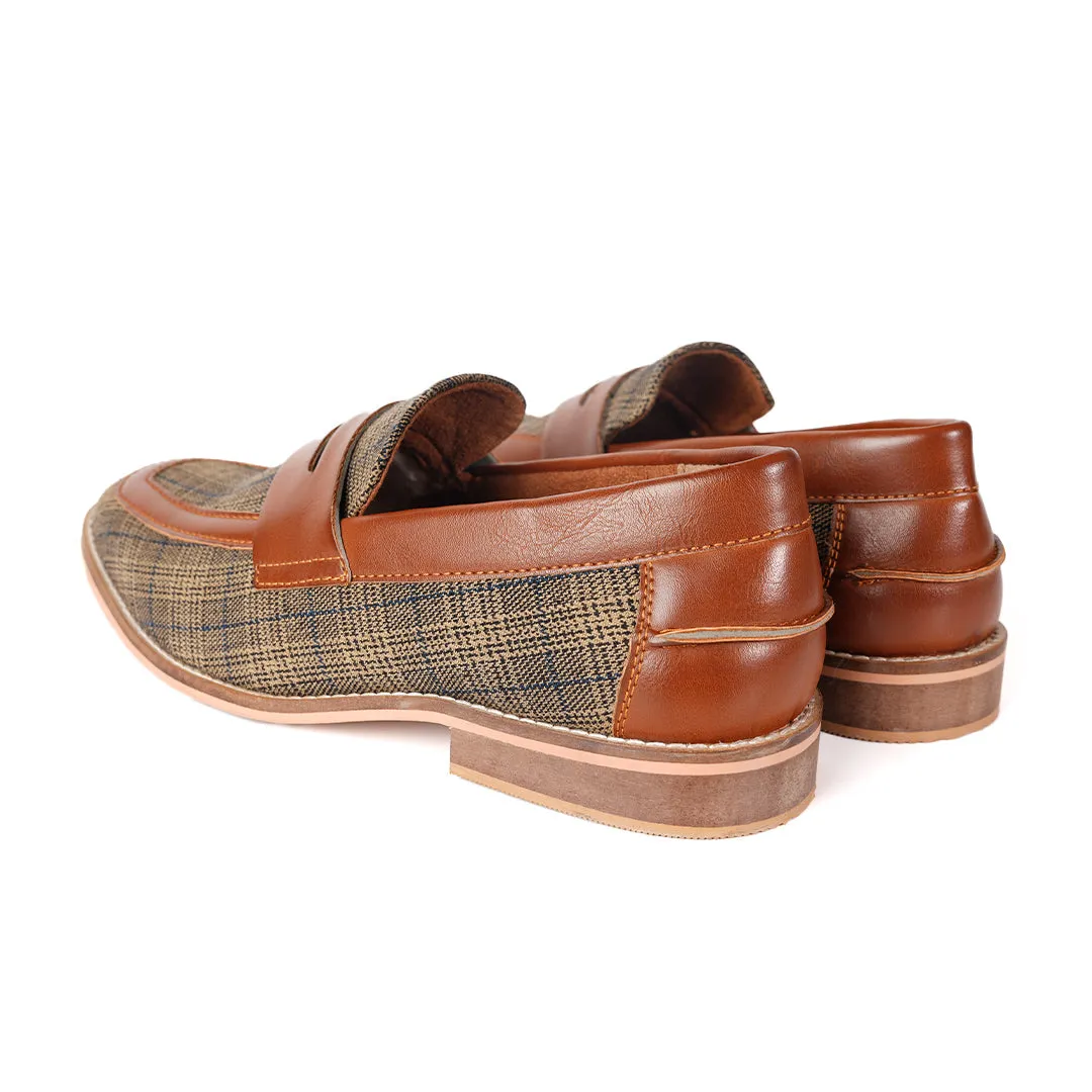 Monkstory Raro Plaid Fabric Slip-Ons - Brown