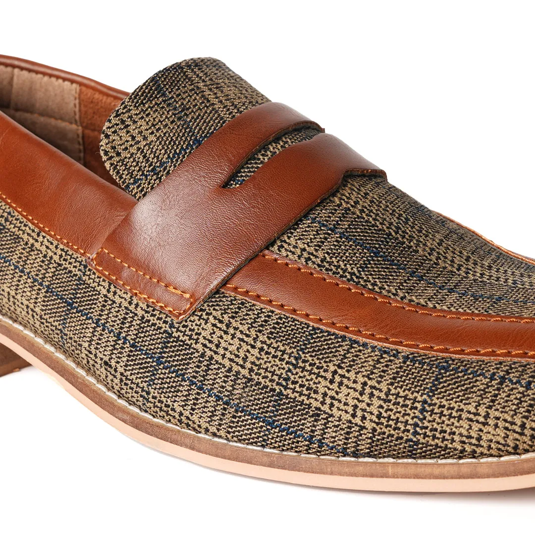 Monkstory Raro Plaid Fabric Slip-Ons - Brown