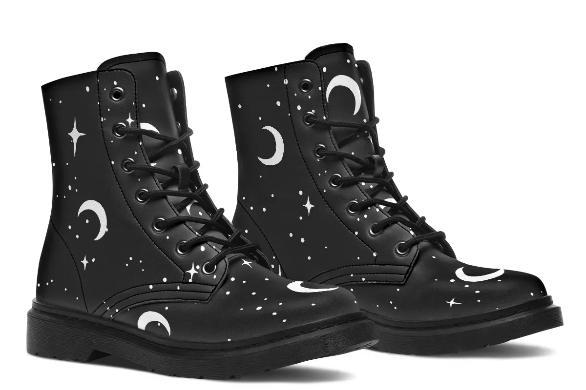 MoonDust Boots - Vegan Leather Doc-Style Boots with Durable Stitched on Soles