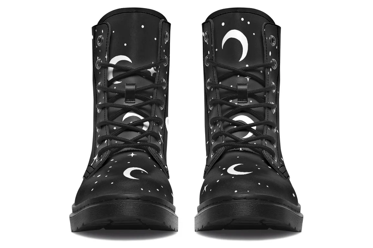 MoonDust Boots - Vegan Leather Doc-Style Boots with Durable Stitched on Soles