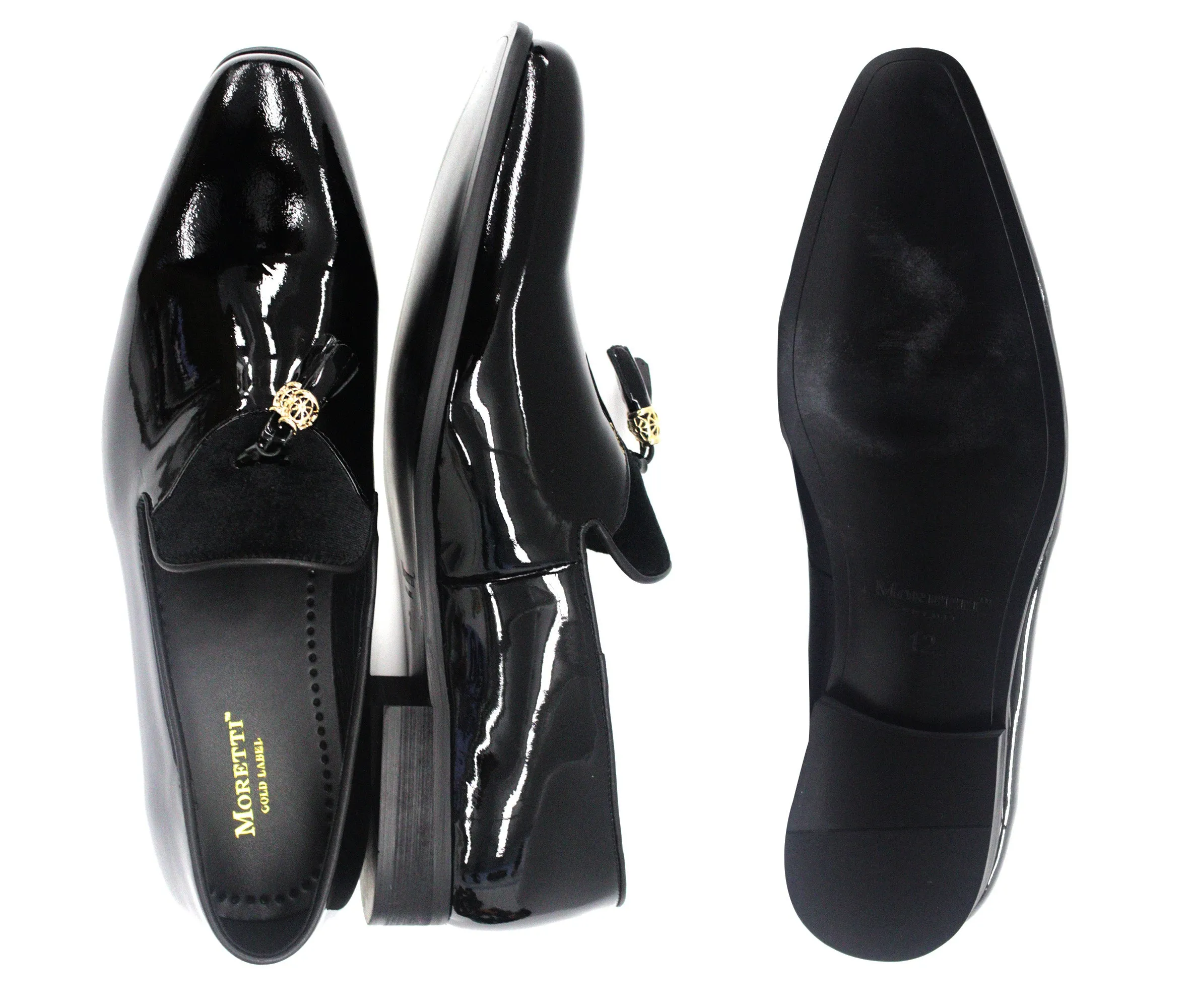 Moretti Plain Toe Slip On Shoes , M31989-BLACK