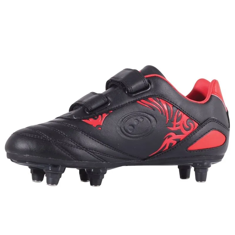 Optimum Kids Razor Velcro SG Football Boots - Black/Red