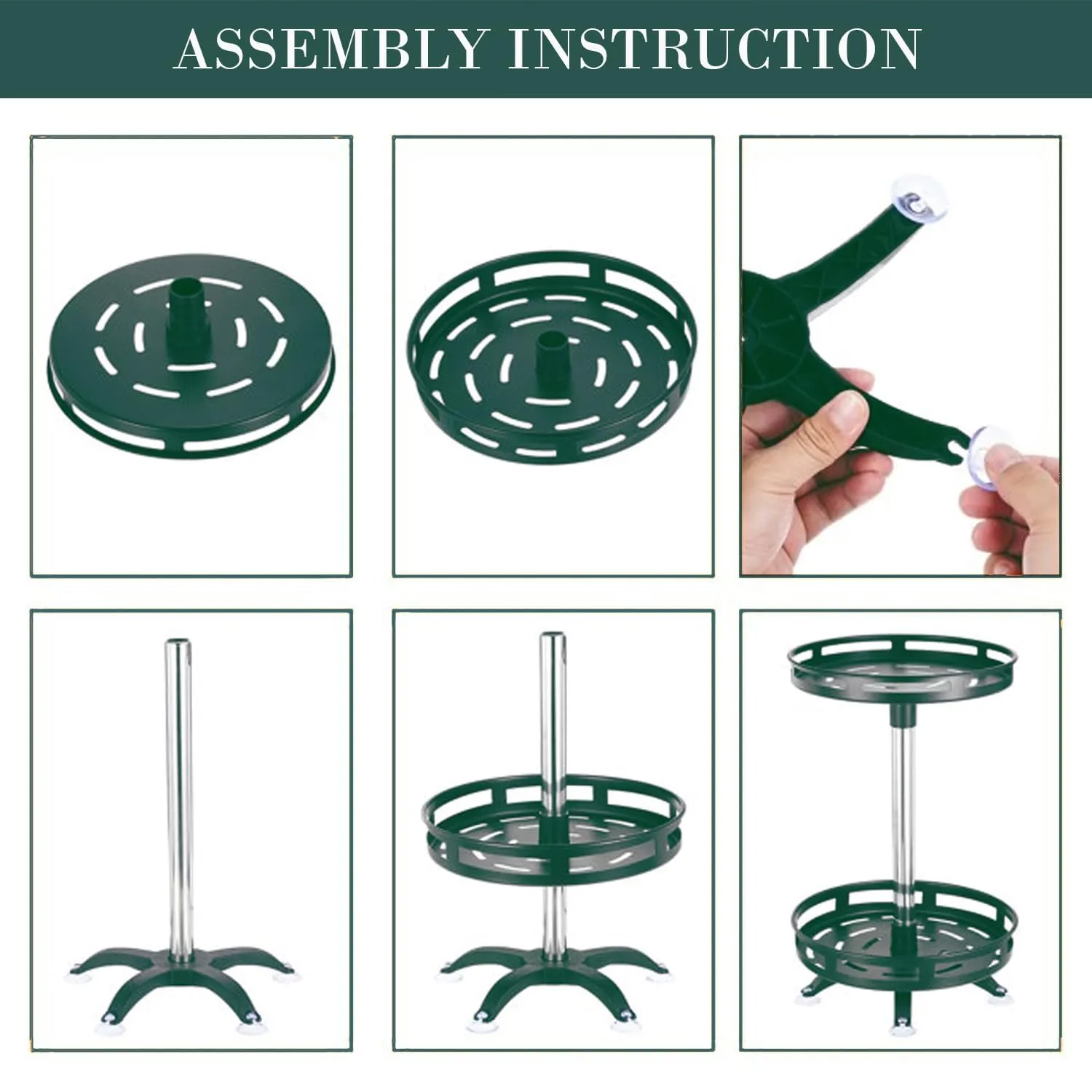 Plantex 3-Layer Rotating Spice Rack|Circular Shelf for Cabinet Countertop|360-Degree Rotable Kitchen Trolley|Fruit Basket (Dark Green)