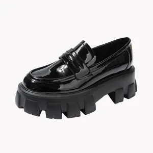 Pre Order:  Slip-On Leather Platform Shoes