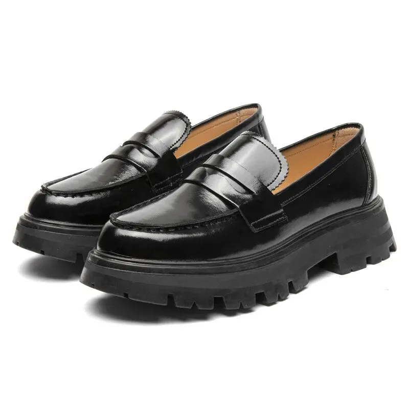 Pre Order:  Slip-On Leather Platform Shoes