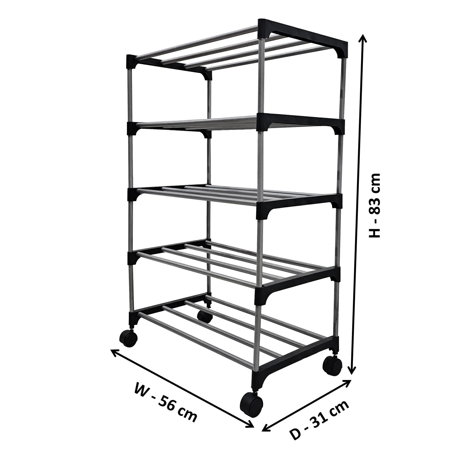 Raxon World 5 Layer Open Shoe Rack, Black