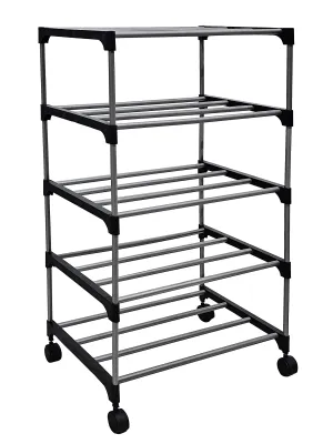 Raxon World 5 Layer Open Shoe Rack, Black