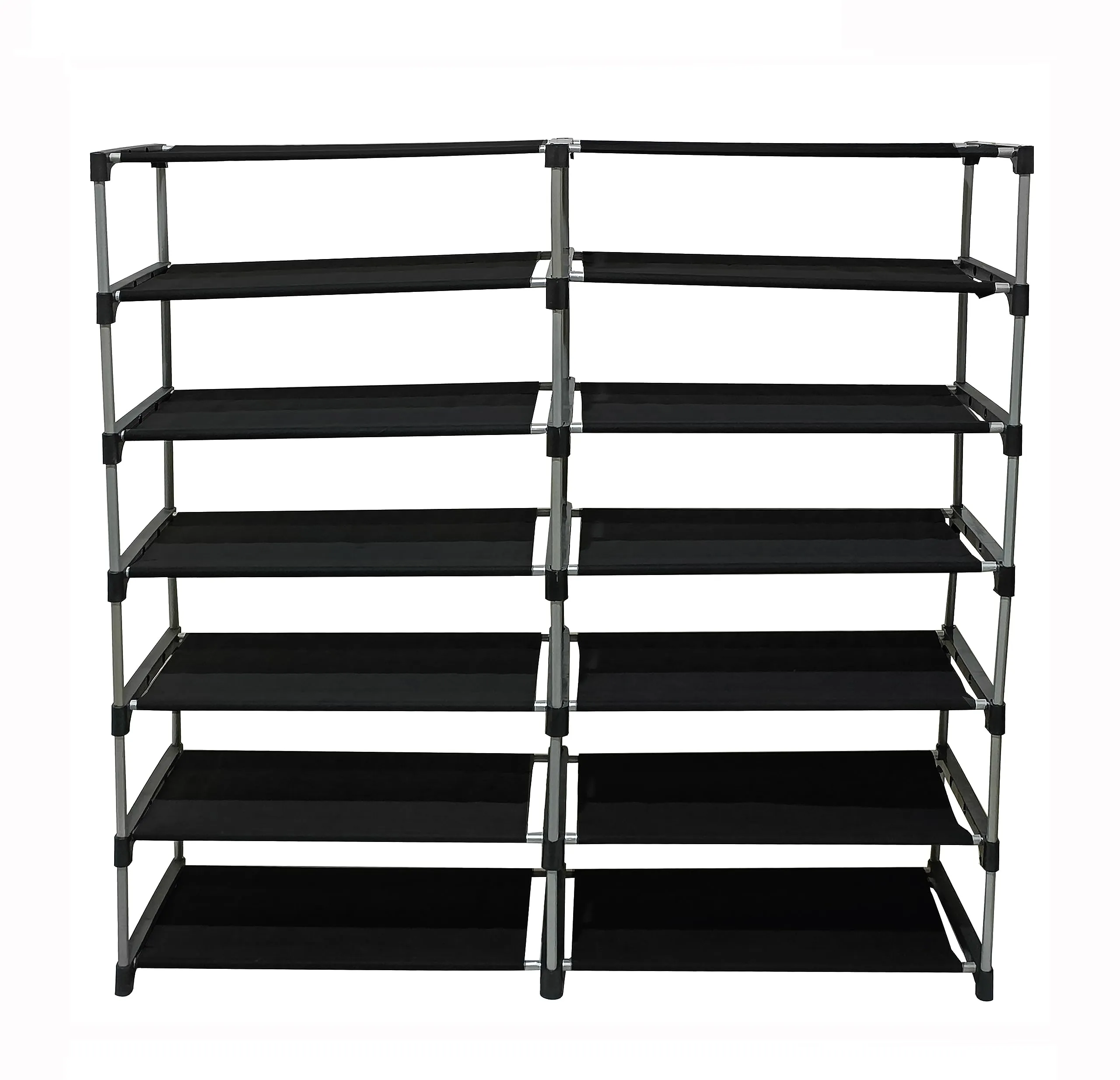 RAXON WORLD® Multipurpose Collapsible Shoe Rack Non-Woven Fabric Metal Pipes 12 Layer Shelves with 100 GSM (Black,Metal)