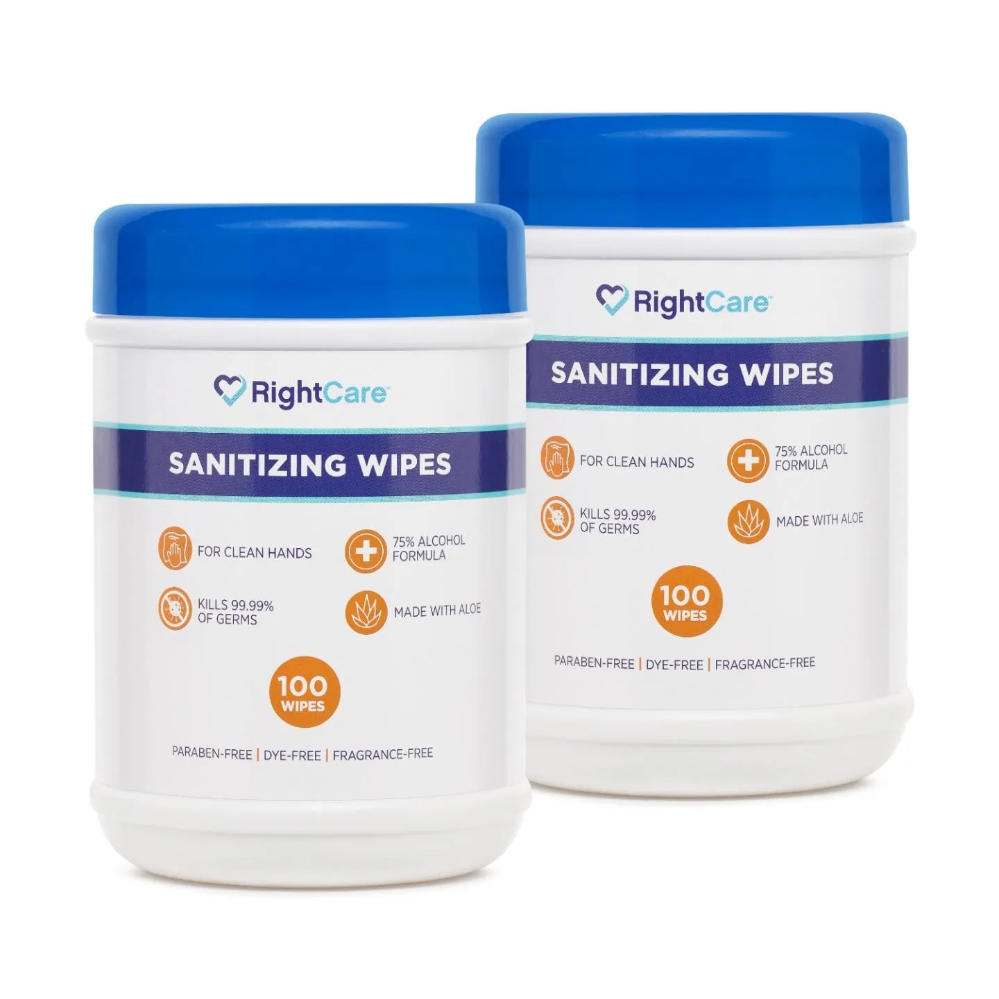 RightCare 75% Alcohol Sanitizing Wipes with Aloe, 100ct Canister