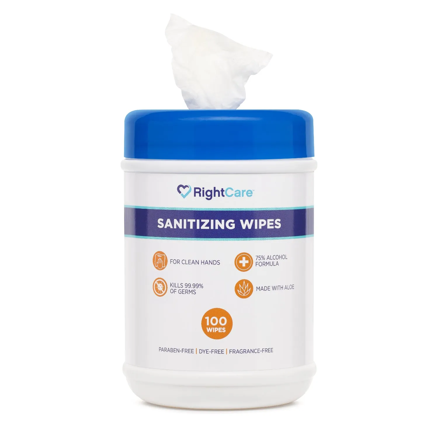 RightCare 75% Alcohol Sanitizing Wipes with Aloe, 100ct Canister