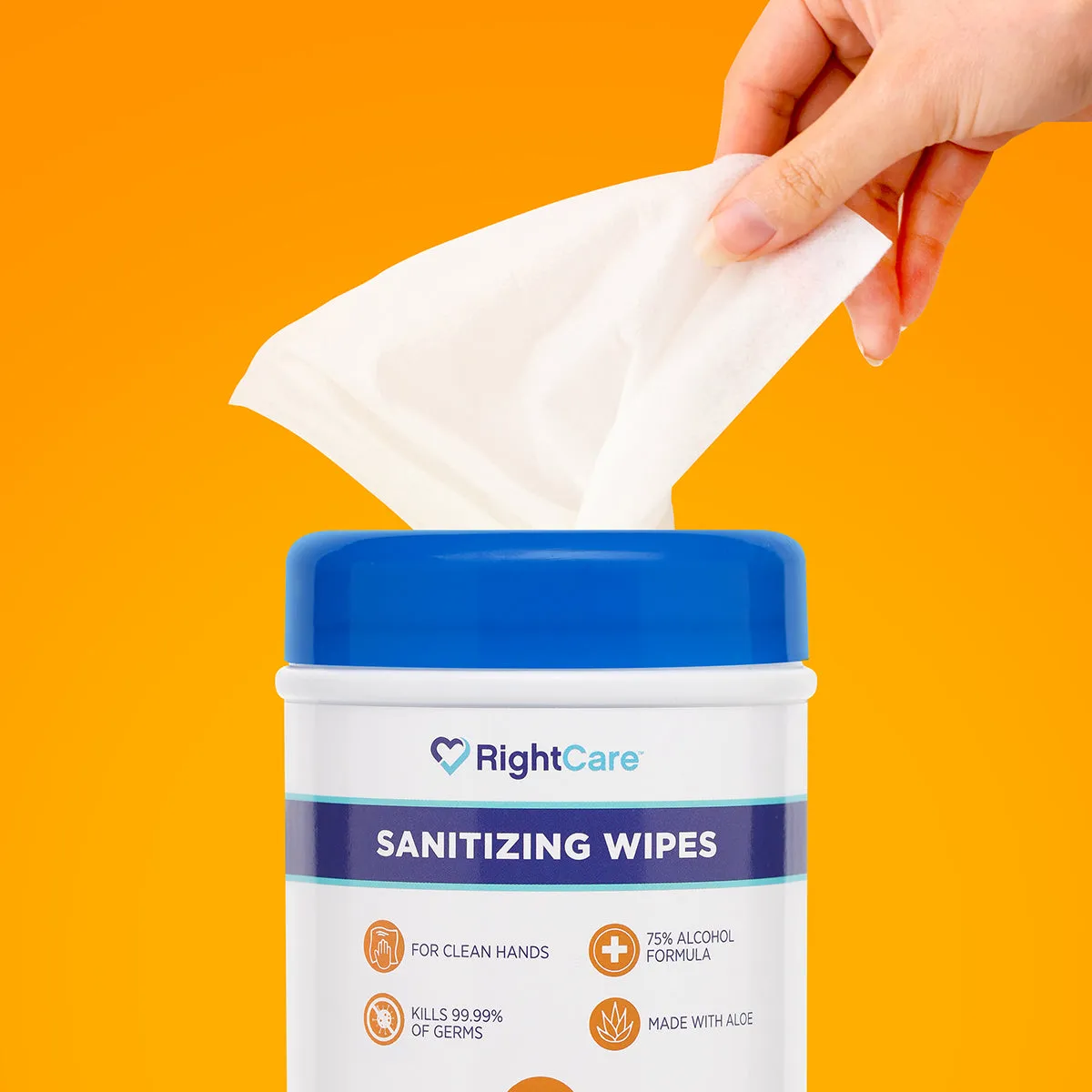 RightCare 75% Alcohol Sanitizing Wipes with Aloe, 100ct Canister