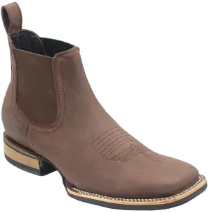 Silverton Kingston Horse All Leather Wide Square Toe Short Boots (Brown)